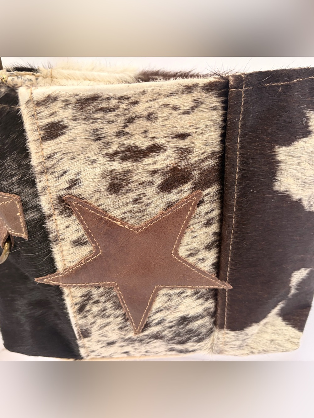 Myra Bag Brown & Cream Hair-On Hide Crossbody Bag - Picture 7 of 12